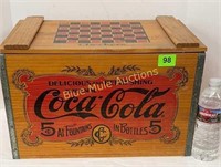 Coca-Cola checkers lid wood box