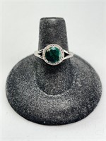 Sterling 2.11 Ct Round Natural Emerald Ring S-6.75