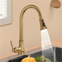 Brushed Gold Kitchen Faucet with Pull Down Sprayer