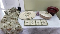 Palm Tree Kitchen Decor including platter, bowls,