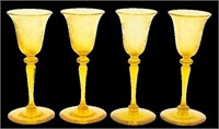 (4) Steuben Bristol Yellow Wine Goblets