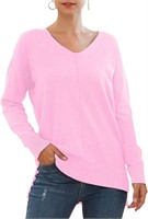 Women's Sleeve Knit Top Loose Pullover Sweater-M