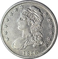 1836 CAPPED BUST HALF - VF, CLEANED