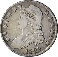 1829 BUST HALF DOLLAR - VF, OLD CLEANING