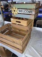 Welcome Wood Basket/Box