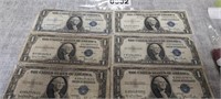 (6) $1 BLUE SEAL SILVER CERTIFICATES
