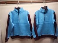 NEW Youth Size M Light Blue-Burgandy 1/4 Zip Pull