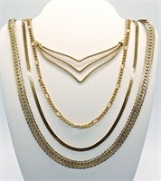 (4) Very Nice Gold Tone Chain Necklaces