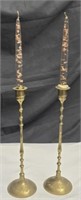 Pair of Narrow Brass Candle Stick Holders