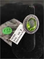 German Silver Peridot Ring Sz 7