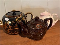 3 Small Porcelain Teapots