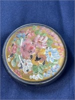Glass paperweight painted flowers
