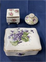Vintage porcelain lot trinket box shaker