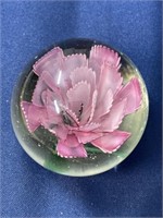 Glass flower paperweight