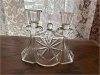 Glass candle holder with vase and bowl