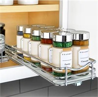 Wide Silver Chrome Slide Out Spice Rack Pull Out