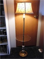 68" Floor Lamp W/ Silk Shade Embroidered