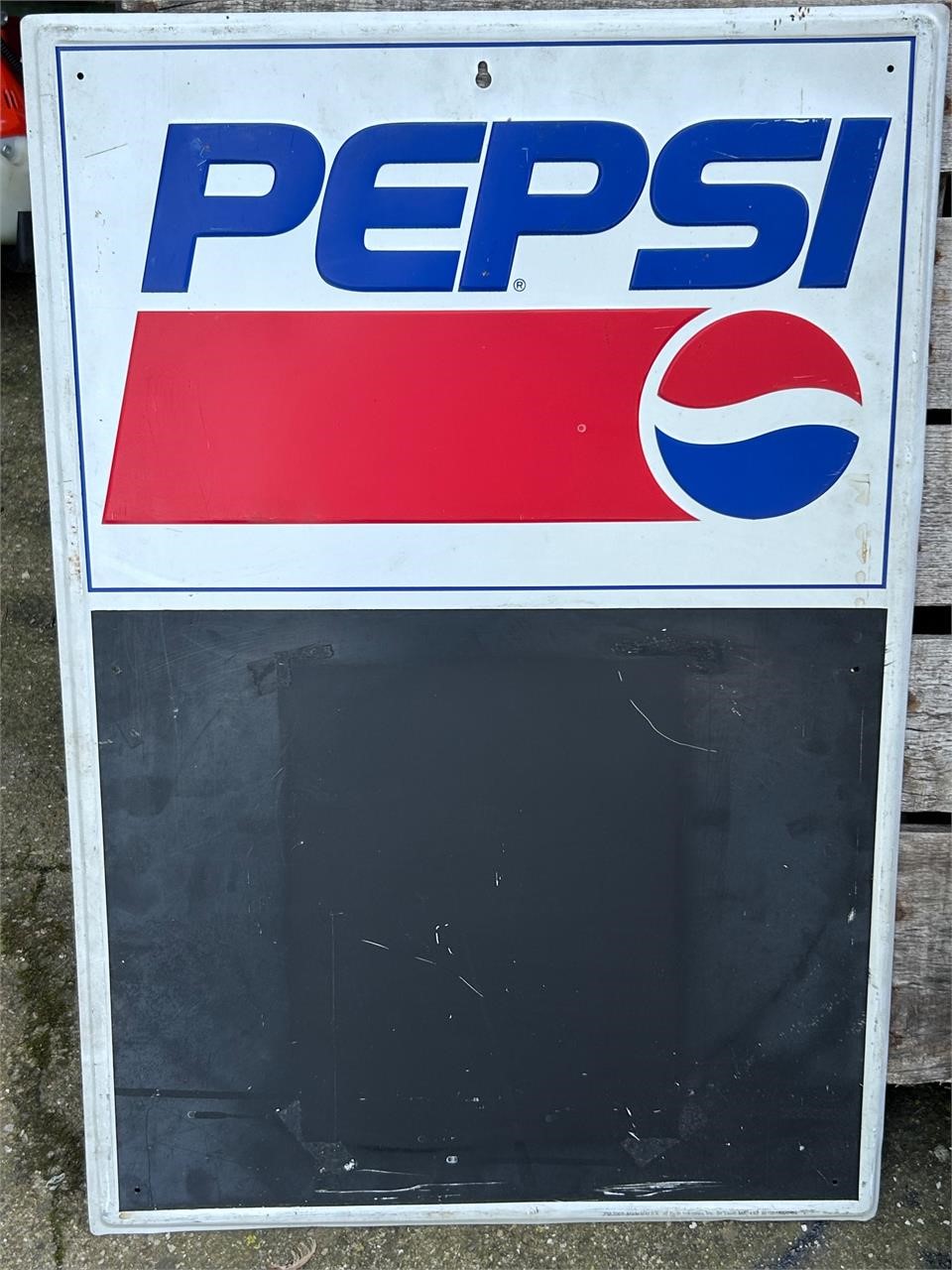 Metal Pepsi Sign with Chalkboard area 26 x 18