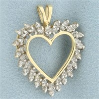 Diamond Heart Pendant in 14k Yellow Gold