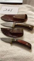 Two hunting knives with Sheaath,  one is 3 inches