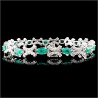 14K Gold Bracelet 6.10ctw Emerald and 1.85ctw Diam