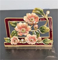 Floral Enameled Business Card Holder