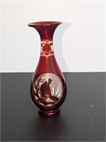 Vintage Victorian Bohemian Ruby Red Glass Vase