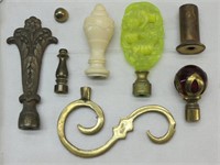 Collection of Lamp Finials-Brass, Celluloid, Ruby