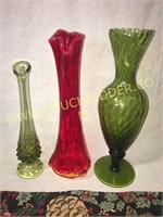 Amberina art glass vase and others