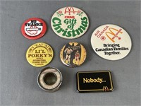 Pin Back Buttons etc