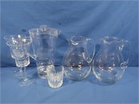 2 Glass Pitchers, Acrylic Pitcher-The Club at