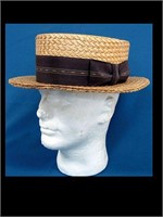 COLLEGIAN HATS - STRAW HAT W/ MINOR TOP DAMAGE
