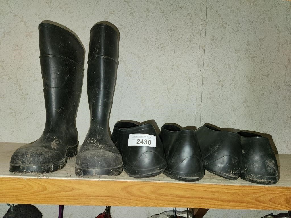 Size 8 Rubber Boots & 2 Pair Shoe Covers