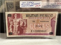 1970 MILITARY PAYMENT CERTIFICATE 25 CENTS