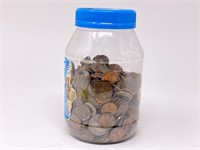 Jar of Coins Half Dollar Quarters & More