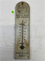 Royal Blue bed springs wood adv. thermometer - 15"