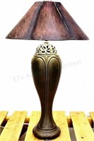 Art Nouveau Style Ceramic & Iron Table Lamp