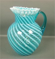 N'Wood  Blue Opal Swirl Bulbous Water Pitcher