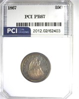 1867 Quarter PR67 LISTS $7500