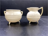 Antique Belleek "Irish Pot" Sugar & Creamer