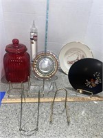 Plate stands red canister Galileo Thermometer 1