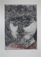 Modest Cuixart- Arkaim Faces Signed Etching