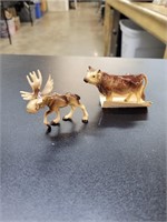 Moose and cow figurine 2-in