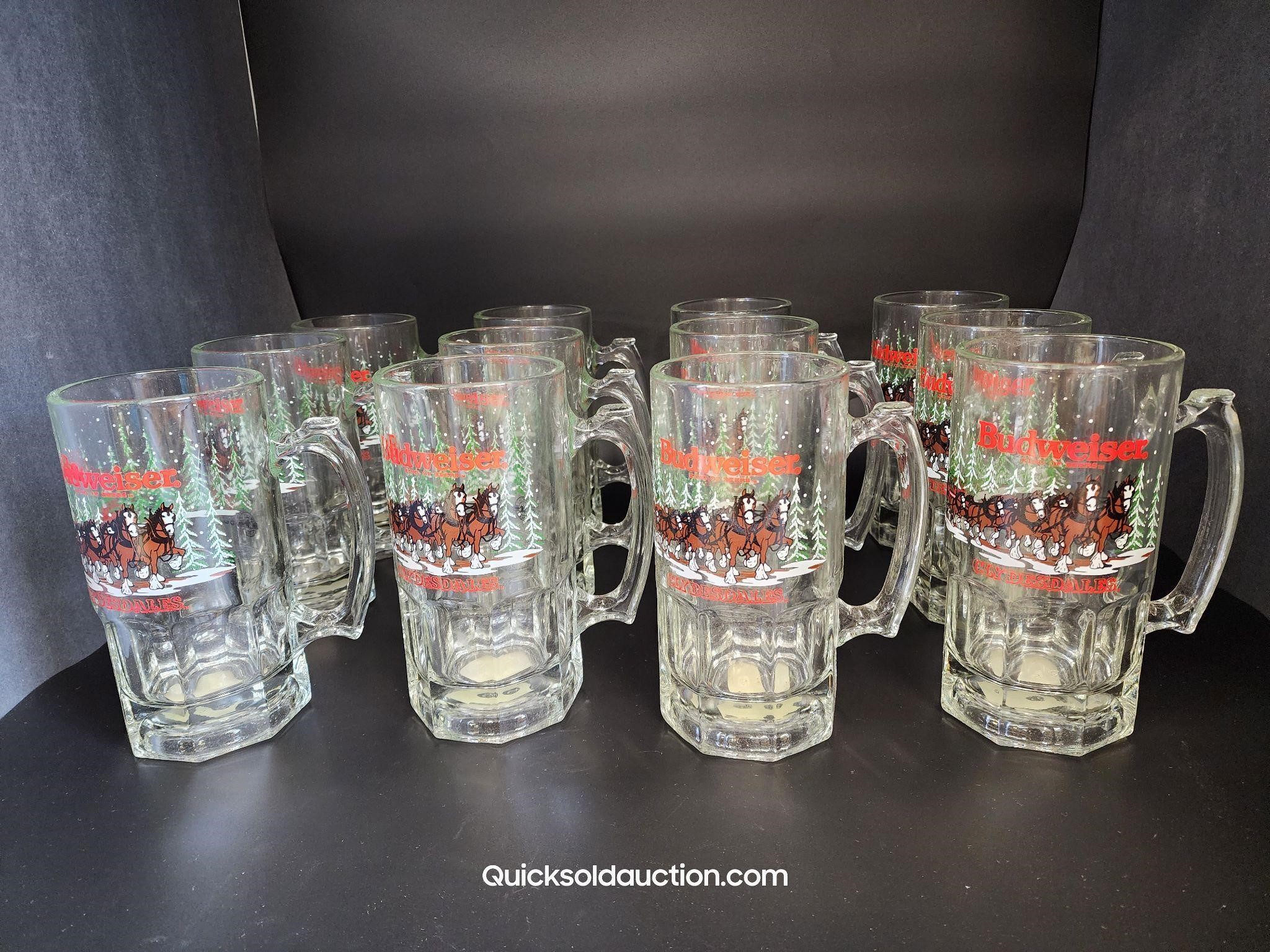 12 Brand New/Old 1 Litre Budweiser Super Mugs 8"H