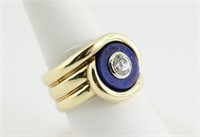 14K Gold Ring w/.67 Diamond & Lapis Lazuli