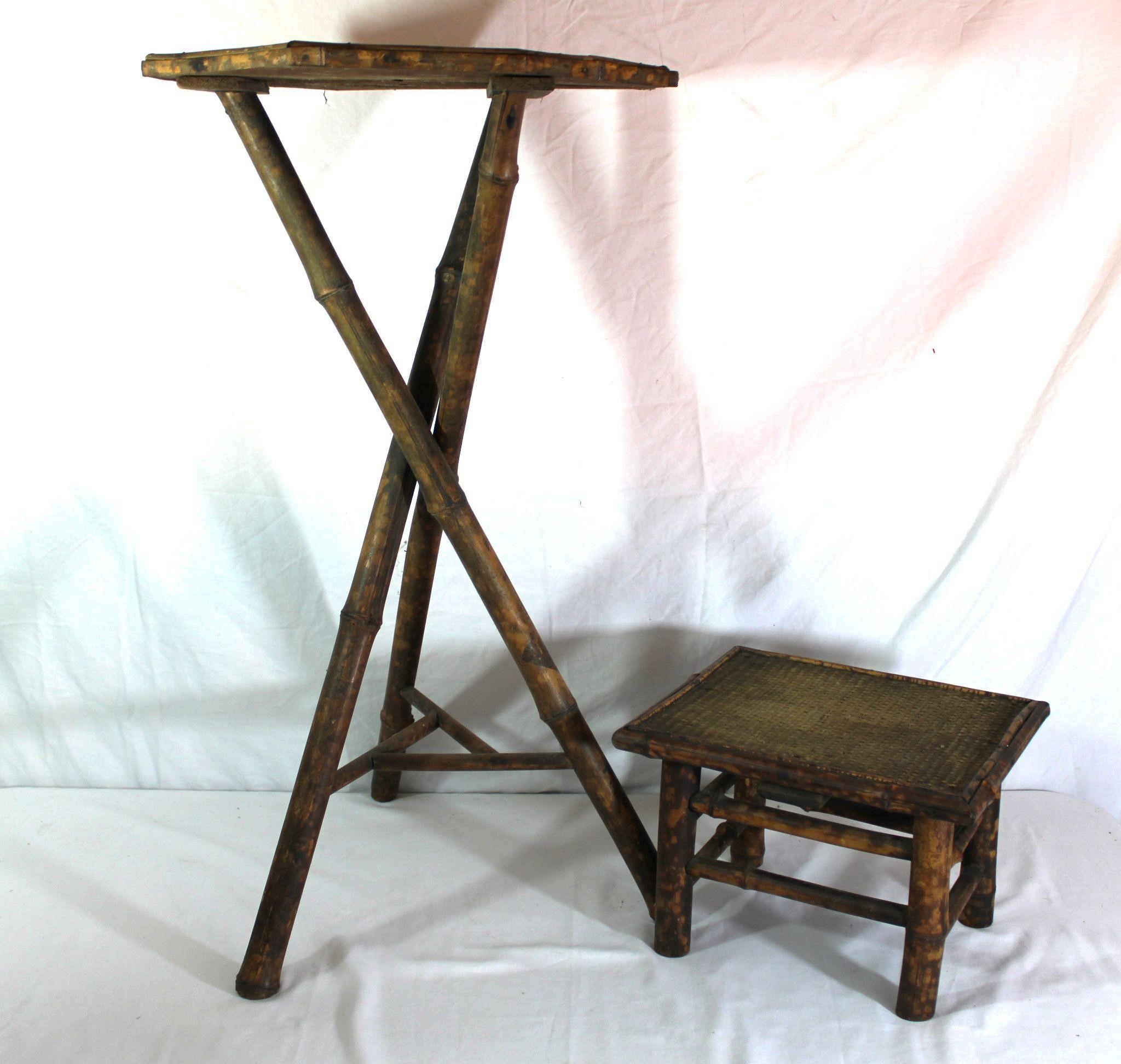 2 Vintage Bamboo Plant Stands