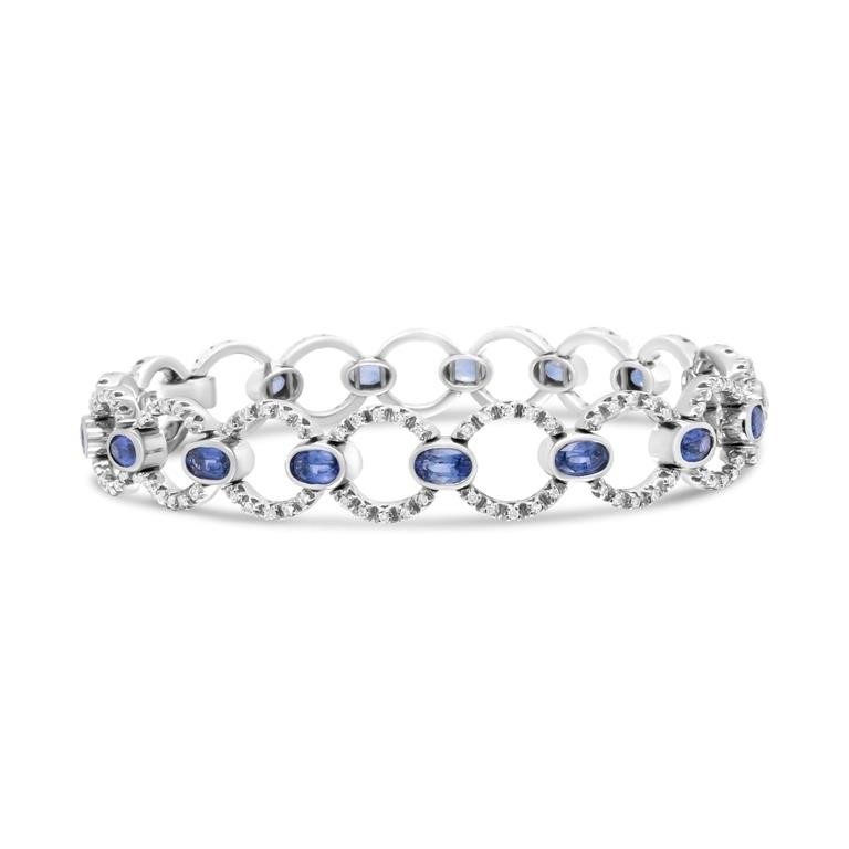 18k Gold 5.93ct Diamond & Sapphire Circle Bracelet