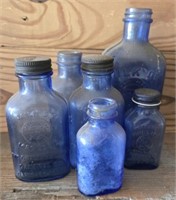 Estate lot of blue bottles