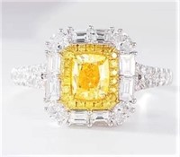 1.2ct Natural Yellow Diamond 18Kt Gold Ring