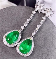 5.3ct Natural Emerald 18Kt Gold Earrings